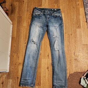 Stylish Distressed Miss Me Bootcut Jeans Size 25